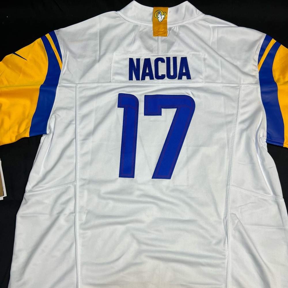 LA Rams Puka Nacua #17 White Away Stitched Jersey Men’s M & XL NWT